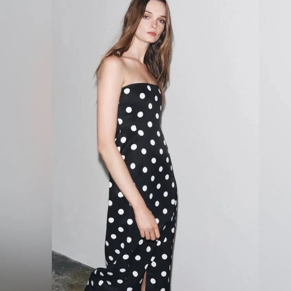 Zara ZW Collection Polka Dot Strapless Dress (WORN ONCE)